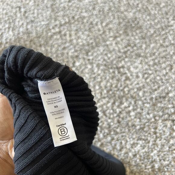 NEW Athleta Black Lincoln Park Sweater Ribbed Knit Scoop Neck Size XS NEW - Picture 5 of 5